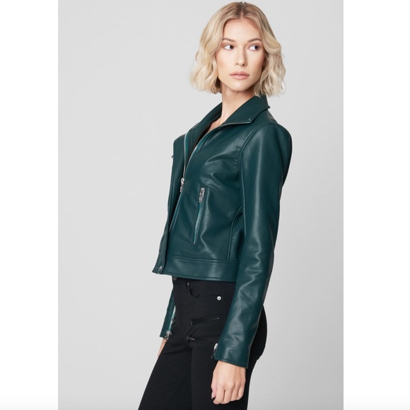BlankNYC High Collar Vegan Leather Sky Walker Hunter Green Moto Jacket XS - Picture 2 of 16